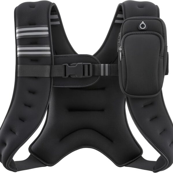 ZELUS Weighted Vest, 6lb/8lb/12lb/16lb/20lb/25lb/30lb Weight Vest with Reflective Stripe for Workout, Strength Training, Running, Fitness, Muscle Building, Weight Loss, Weightlifting